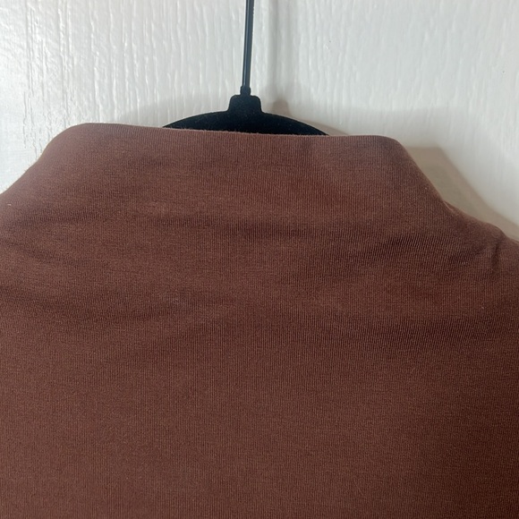 J. Crew  Sleeveless  Pocket Fitted Mock Neck Poplin skirt Brown Maxi Sundress  L - Picture 6 of 7